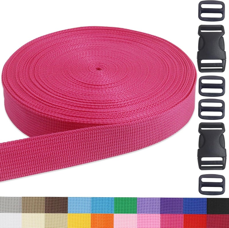 ZHFMLY 1 Inch Webbing Straps - 20 Yards Rose Heavy Duty Polypropylene Straps with Buckles for Backpack, Climbing, Outdoor & Indoor Crafting, DIY Bags, Lawn Chair Replacement, and Seat Belts - Image 1